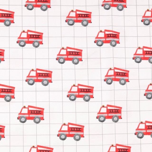 Cotton jersey digital print fire brigade offwhite