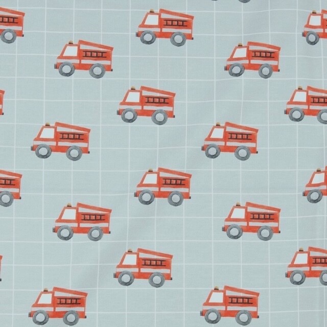 Cotton jersey digital print fire brigade blue grey
