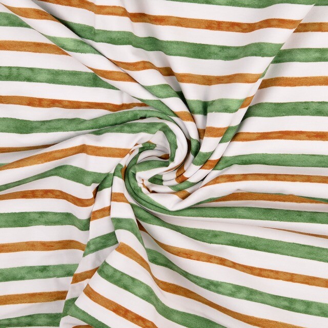 Cotton jersey digital print stripes green