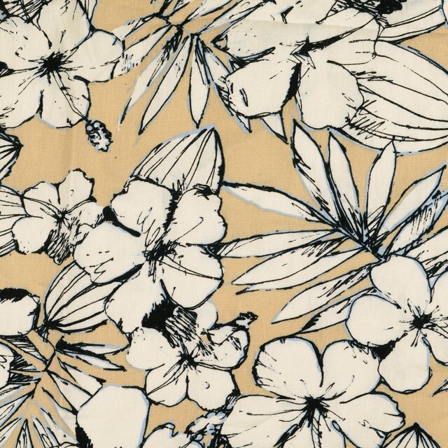 Viscose linen washed flowers sand