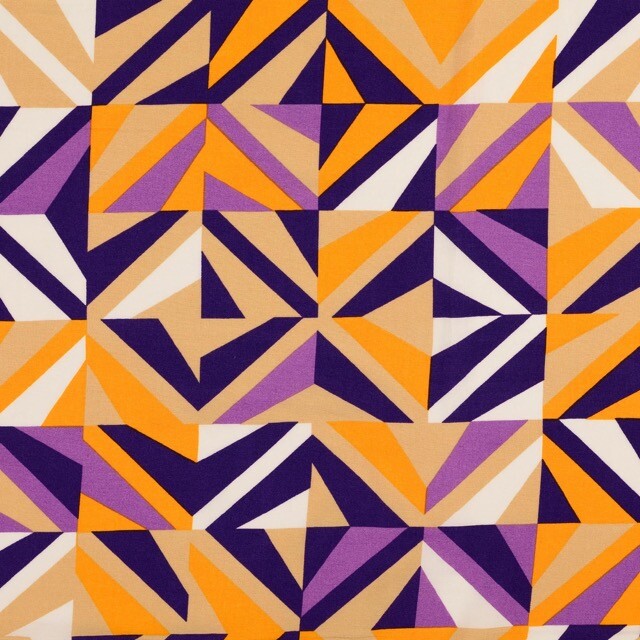 Viscose poplin geometric orange/purple