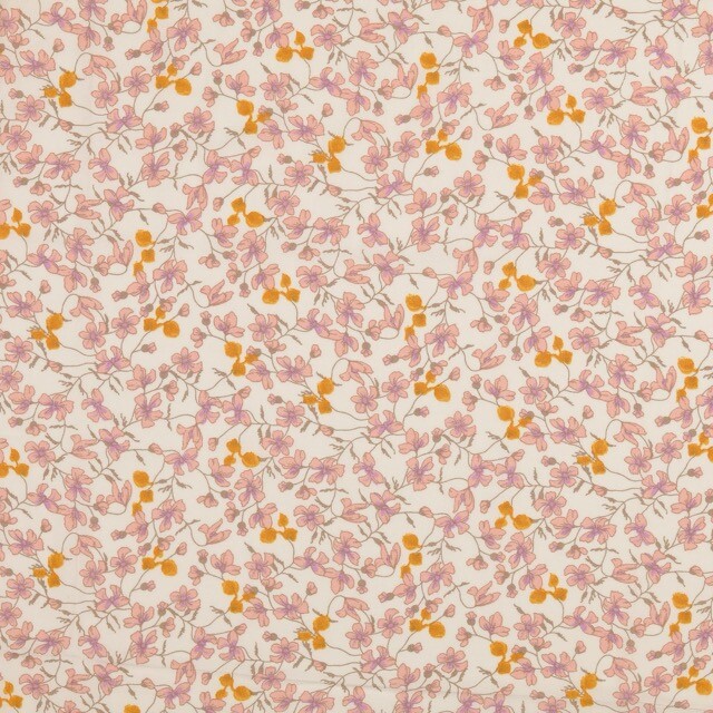 Viscose poplin flowers pink
