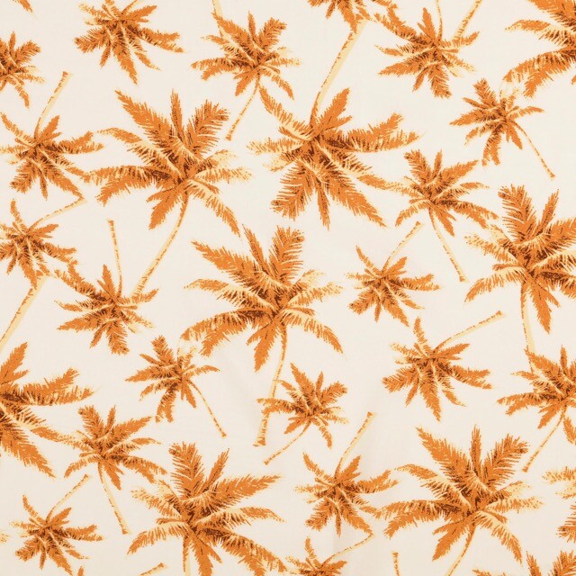 Viscose poplin palm trees white