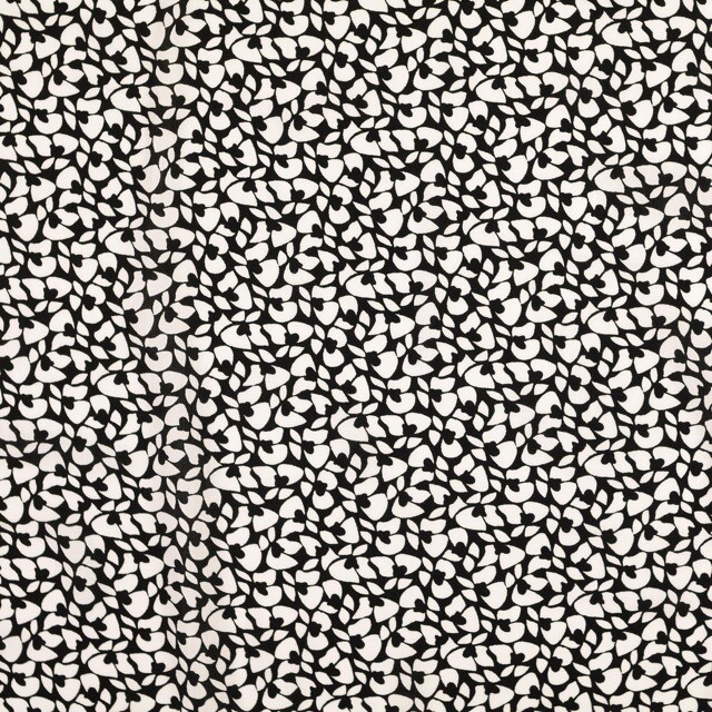 Viscose poplin flowers white/black