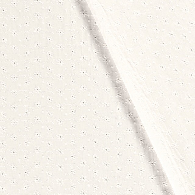 cotton poplin embroidered flowers offwhite
