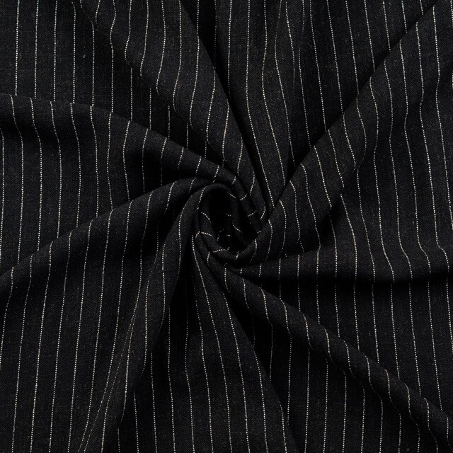 Viscose linen slub stripes black