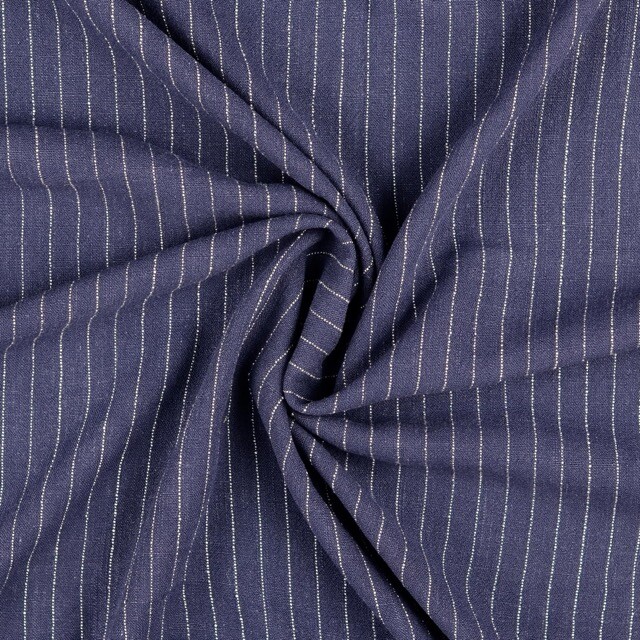 Viscose linen slub stripes navy