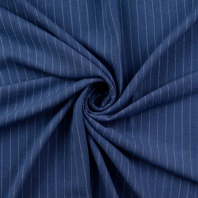 Viscose linen slub stripes denim blue