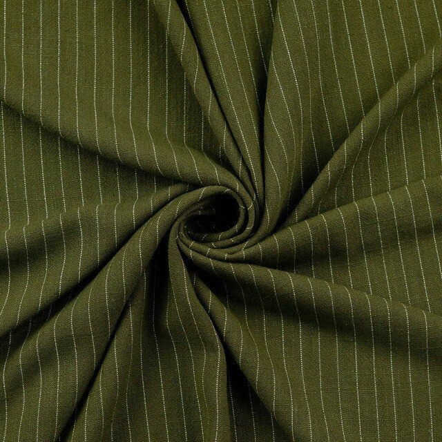 Viscose linen slub stripes olive green