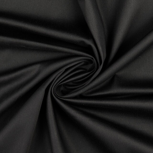 Cotton satin stretch solid black