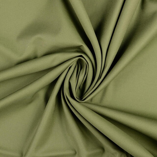 Cotton satin stretch solid olive green