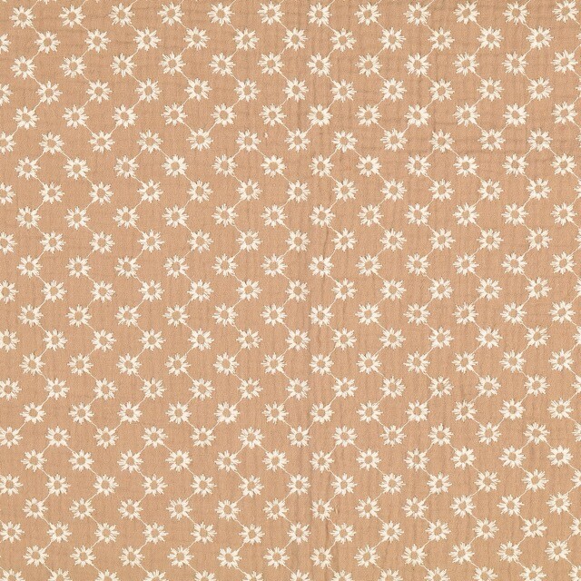 Cotton muslin embroidered florets sand