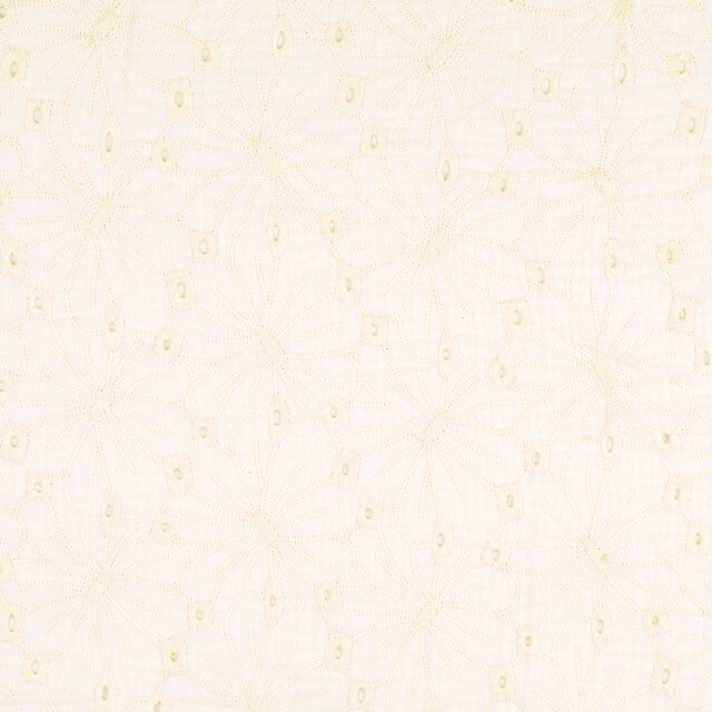 Cotton muslin embroidered flowers offwhite