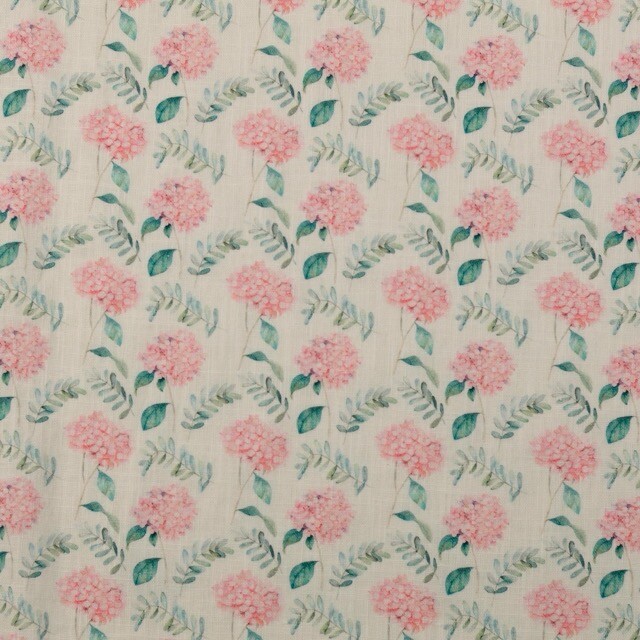 Linen washed digital print flowers pink