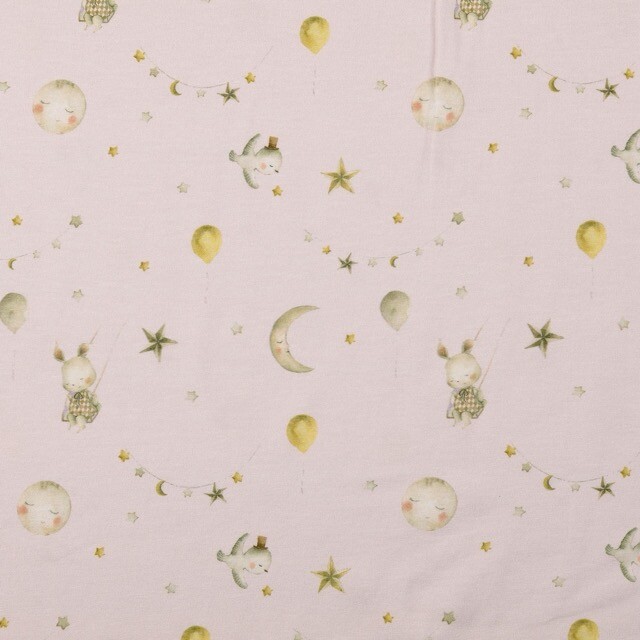 Cotton jersey digital print circus light pink