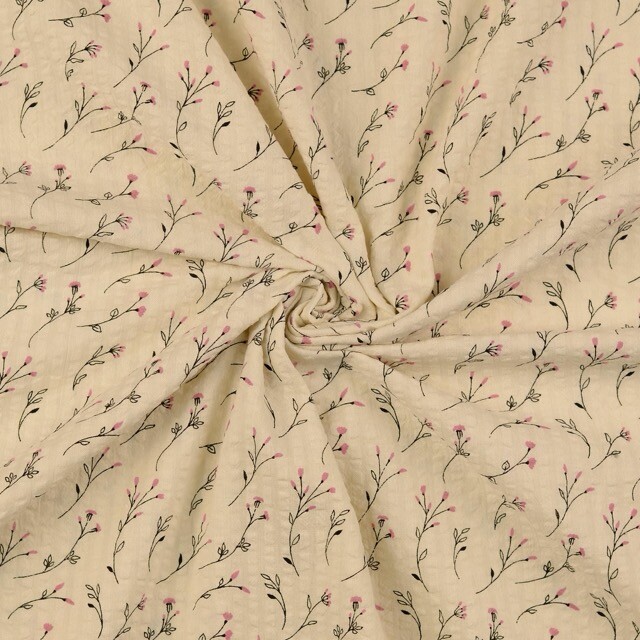 Seersucker vintage flowers pink