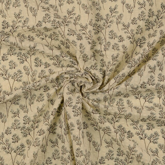 Seersucker vintage flowers grey