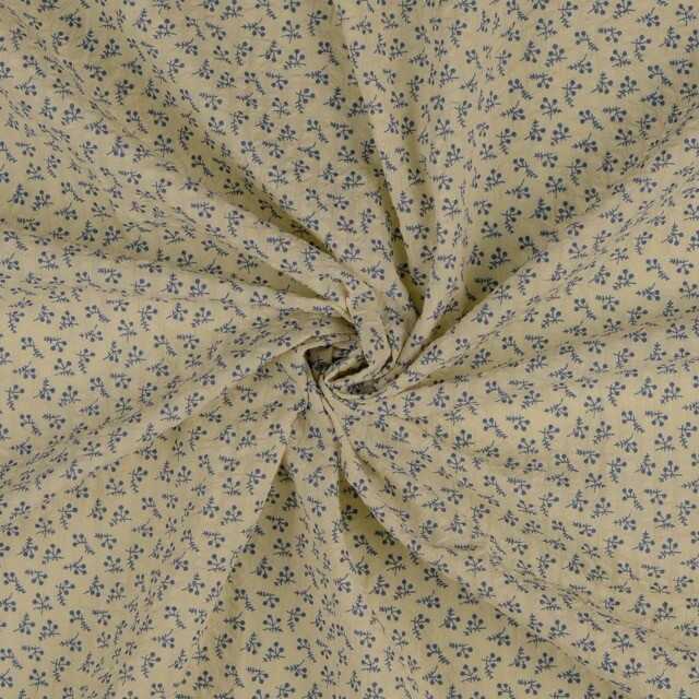 Seersucker vintage flowers denim blue