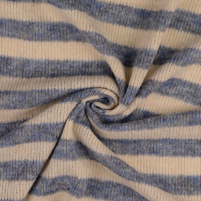 Knitted fabric stripes blue