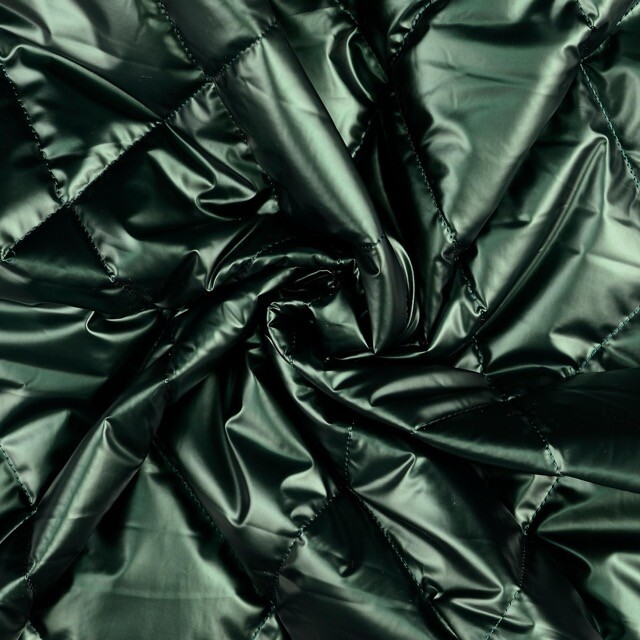 Quilted fabric metallic forest green