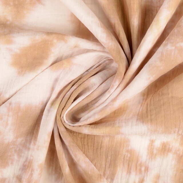 Cotton muslin tie-dye beige