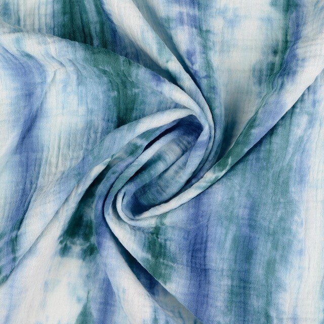 Cotton muslin tie-dye blue