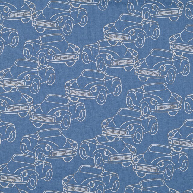 French terry brushed vehicles denim blue