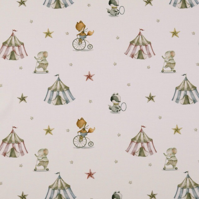 Cotton jersey digital print circus offwhite