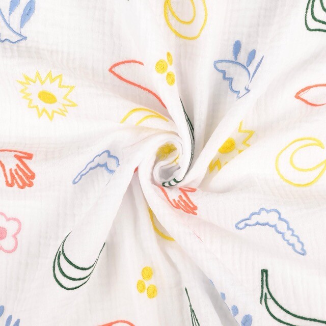 Cotton muslin embroidery shapes white