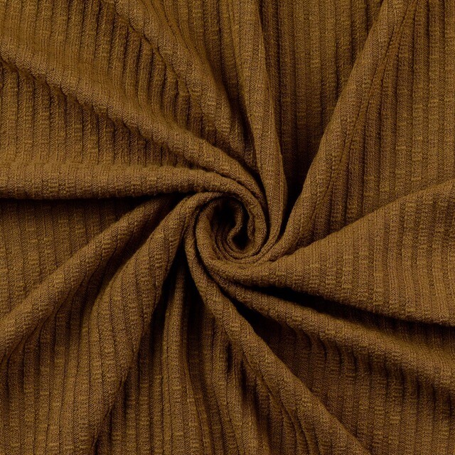 Knitted fabric vintage rib solid camel