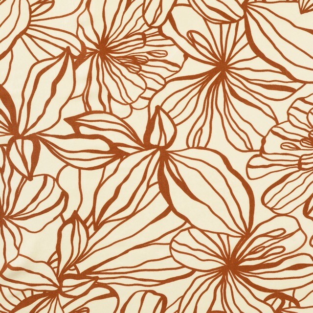 Viscose poplin flowers offwhite/brown