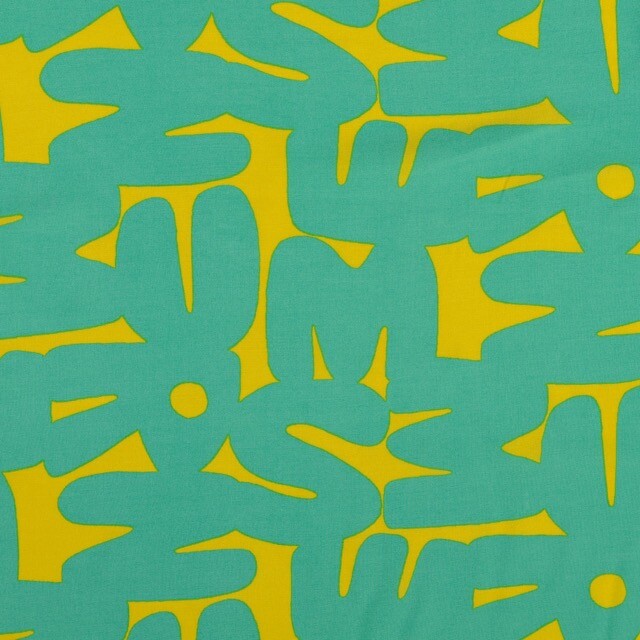 Viscose poplin letters green/mustard