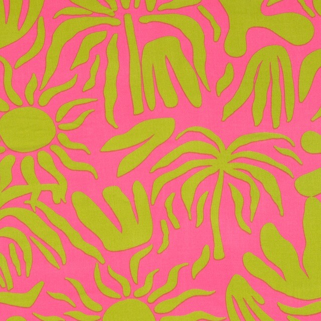 Viscose poplin abstract pink/green