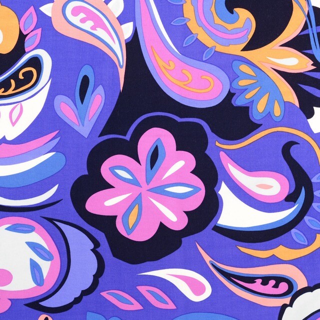 Viscose poplin flowers blue