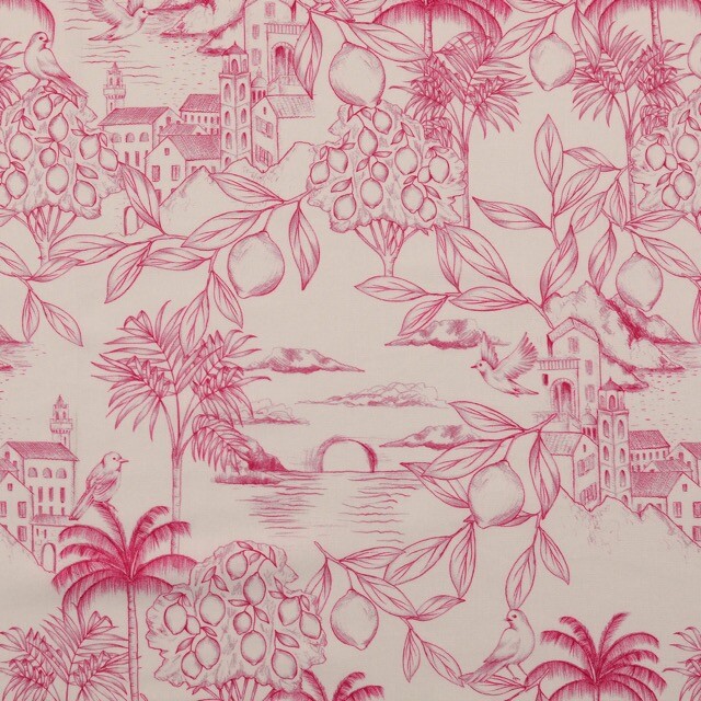 Cotton poplin digital print palm trees pink