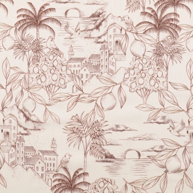 Cotton poplin digital print palm trees brown