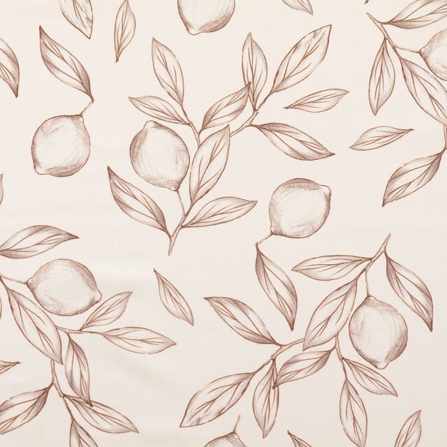 Cotton poplin digital print lemons brown
