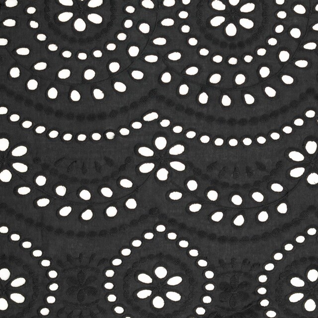 Cotton poplin embroidery flowers black