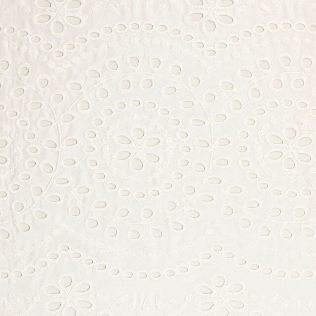 Cotton poplin embroidery flowers white