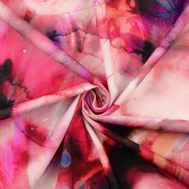 Viscose linen digital print batik pink