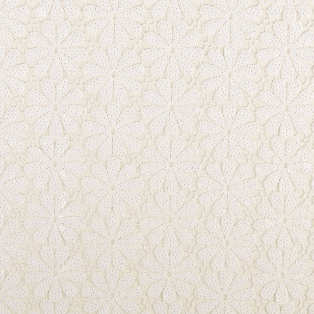 Lace with sequins flowers white