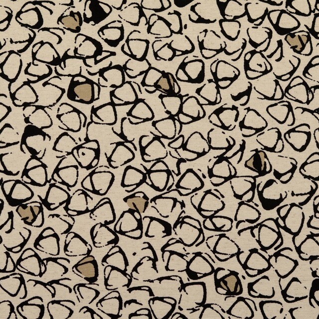 Viscose linen geometric offwhite/sand