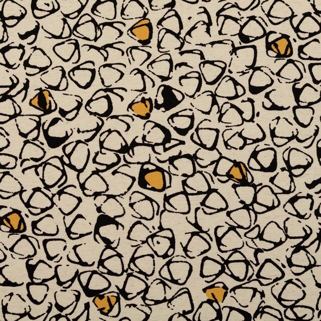 Viscose linen geometric offwhite/orange