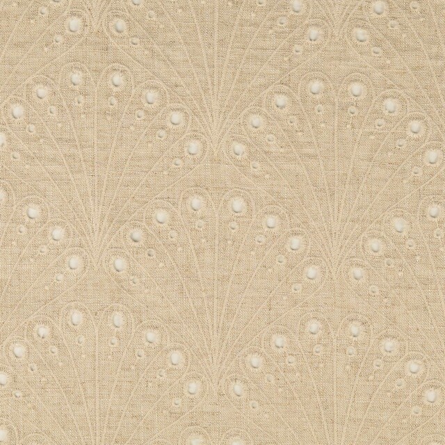 Viscose linen embroidery beige
