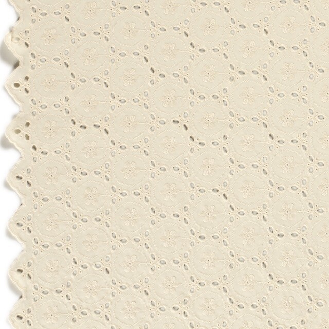 Cotton voile embroidered abstract beige
