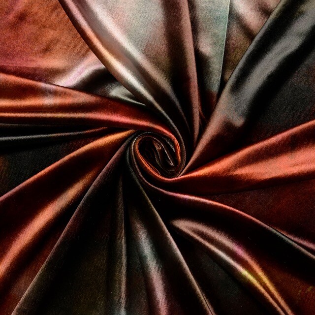 Velvet fabric digital print batik red multicolor