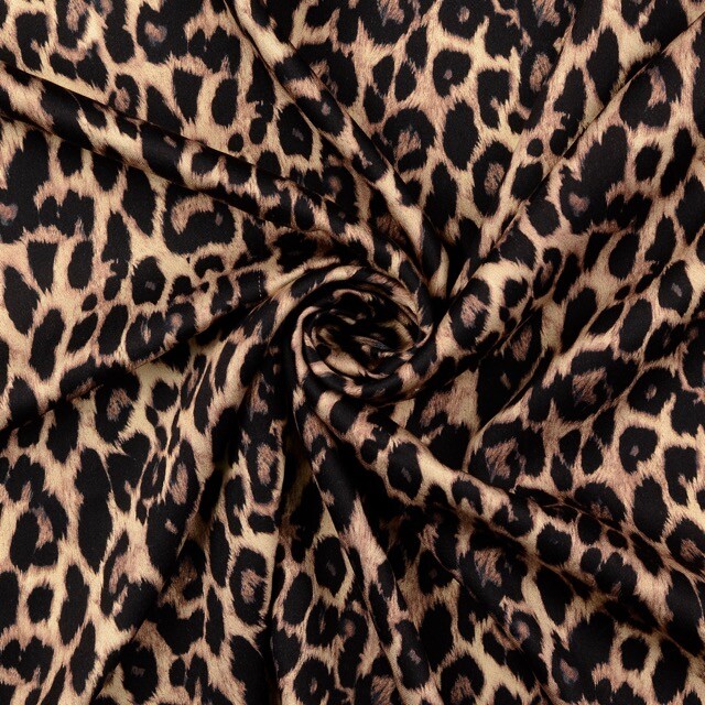 Viscose satin digital print fur brown
