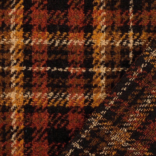 Tweed fabric yarn dyed check brown