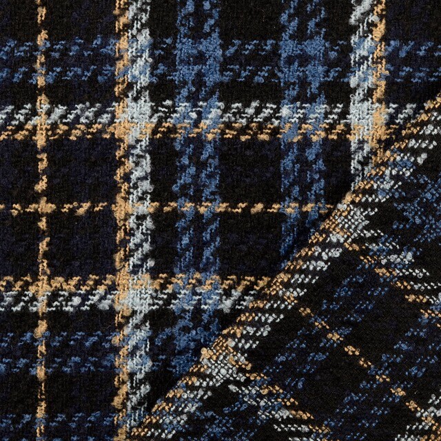 Tweed fabric yarn dyed check blue