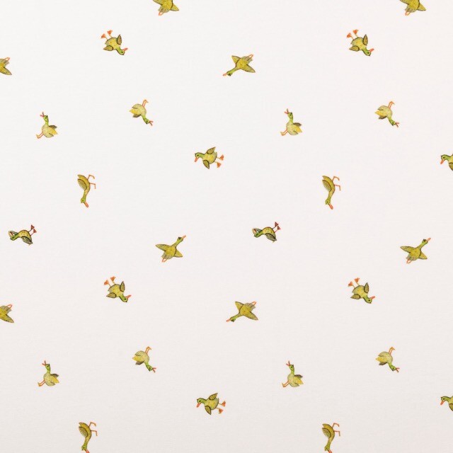 Cotton jersey digital print ducks white